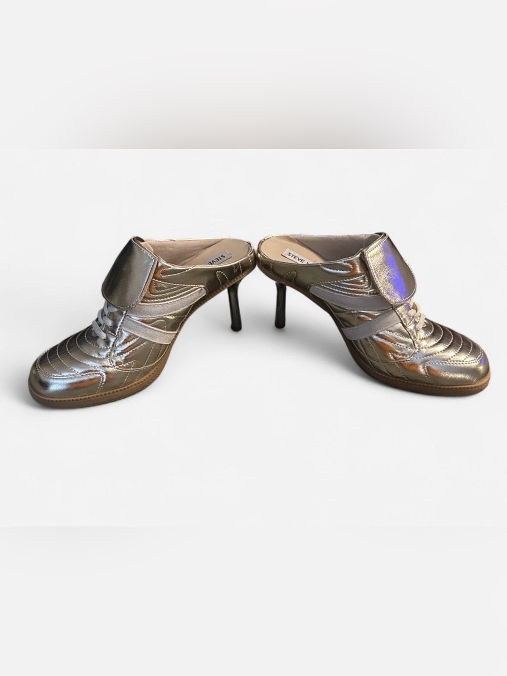 Steve Madden Gold Metallic Slip-On Mule Heels
